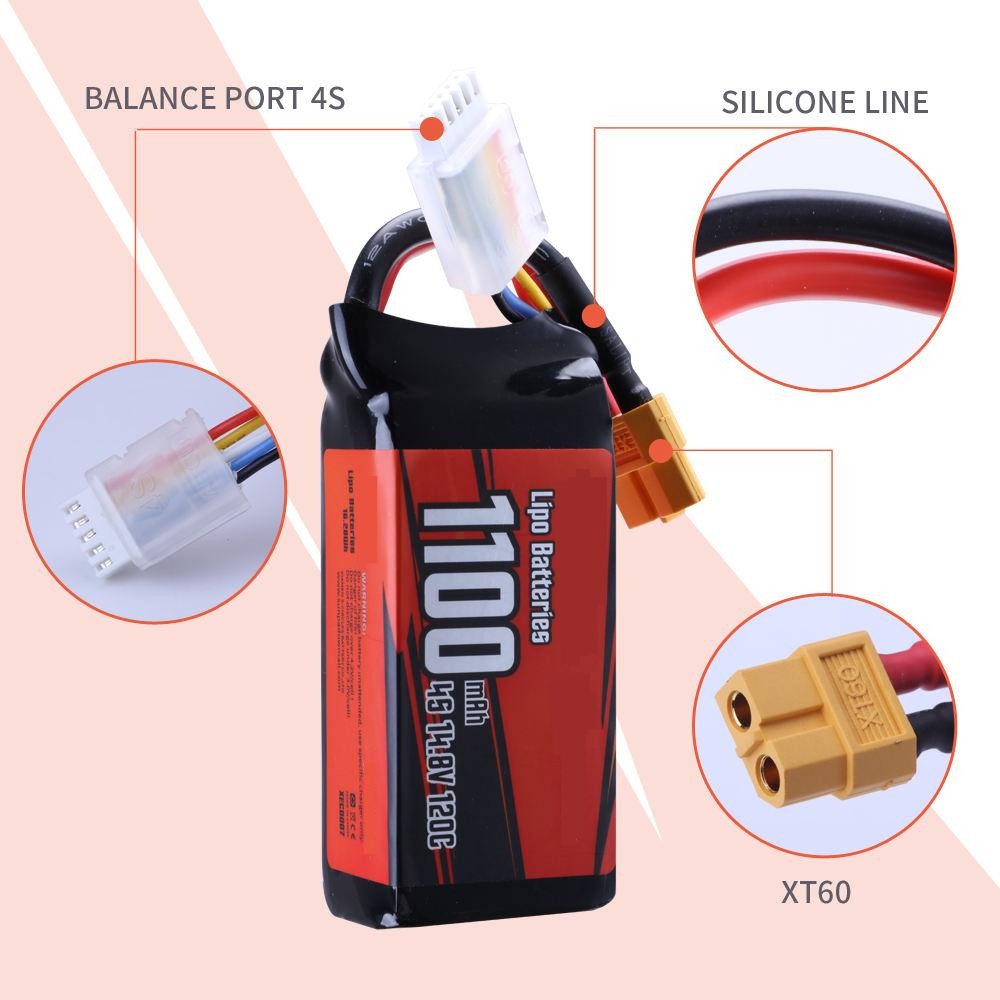SIGP 4S Lipo Battery 14.8V 1500mAh 120C - 2 Pack With XT60 Plug For RC Drones & Aircraft